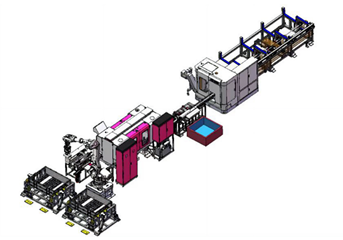 上料+鋸切+料頭料尾分選+入料輸送+雙頭倒角+出料輸送+機(jī)器人碼垛+AGV轉(zhuǎn)運(yùn)